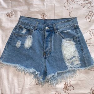 High waisted jean shorts